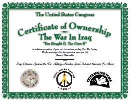 Iraq War Ownership Certificate as PDF